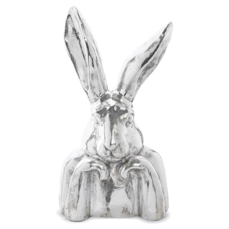Figurka zamyślony królik 48x26x19,5 cm PREMURA srebrny