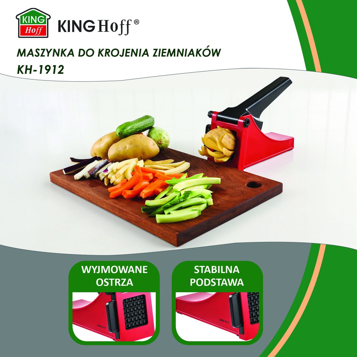 Maszynka do krojenia ziemniaków frytek czerwona KINGHOFF