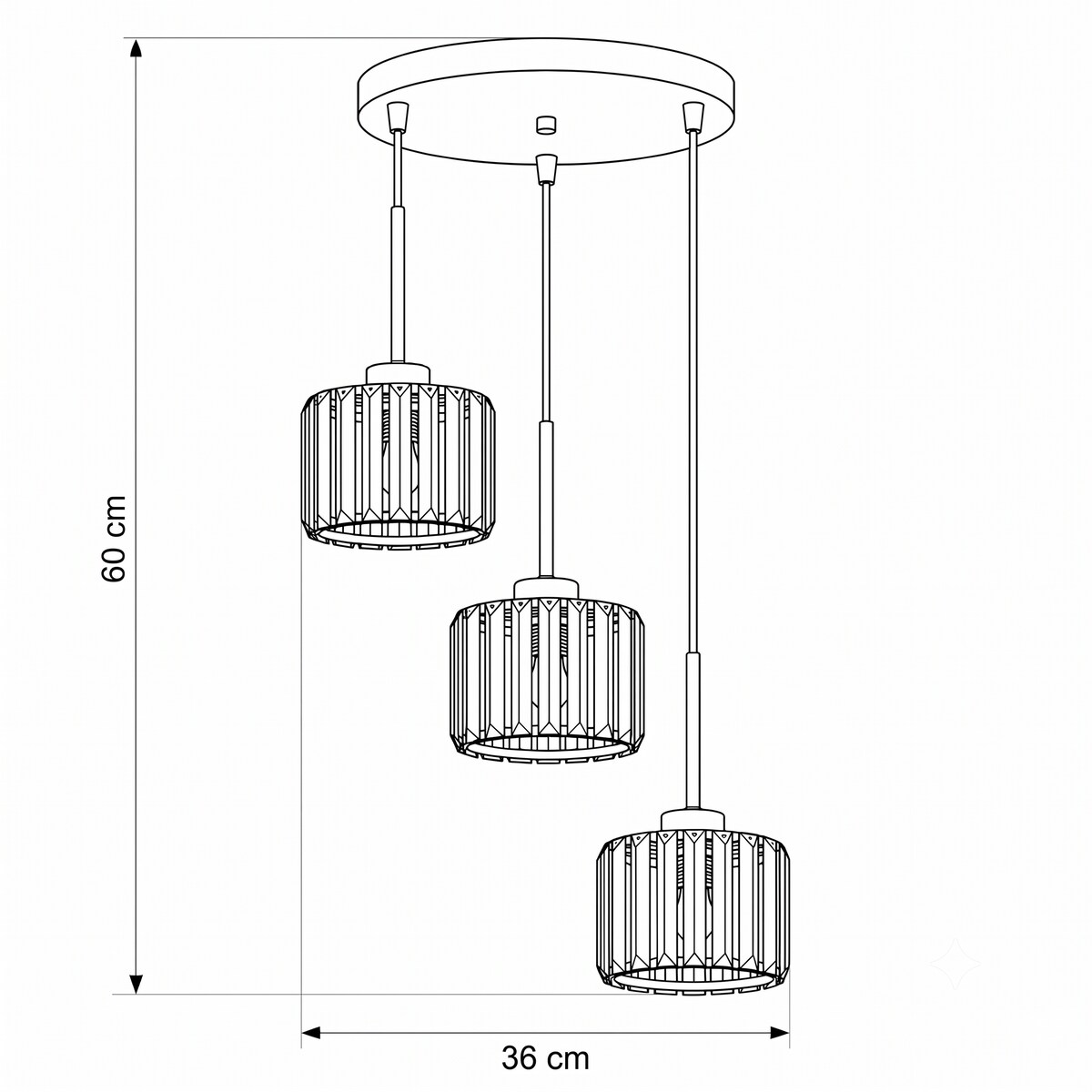 lampa wisząca kaskadowa 3 punktowa edylit do salonu