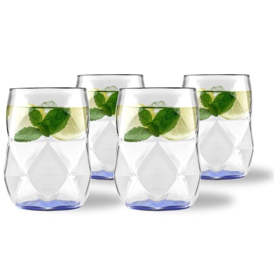 Komplet 4 szklanek z niebieskim dnem 450 ml Geo Fondo Blue 32187