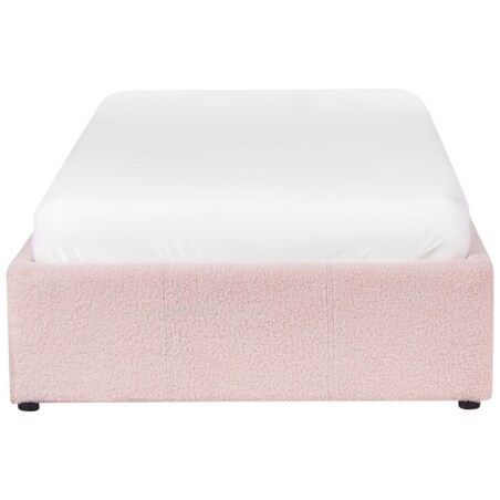 Łóżko z pojemnikiem boucle 90 x 200 cm różowe DINAN