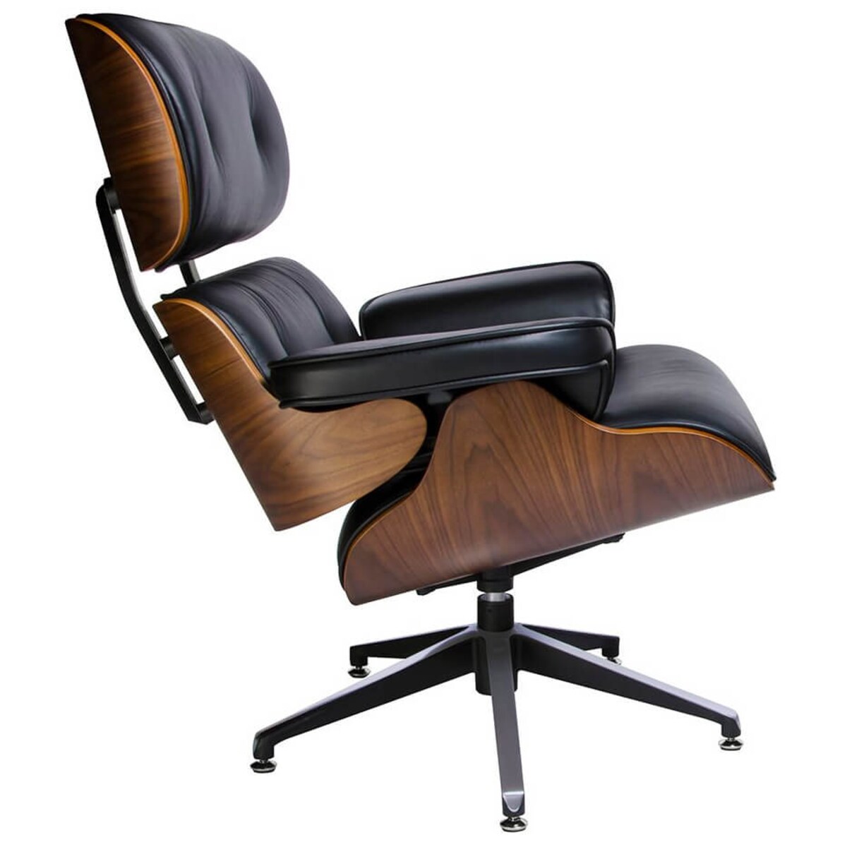 Wypoczynkowy fotel Lounge KH1501100140 z podnóżkiem czarny orzech, King Home