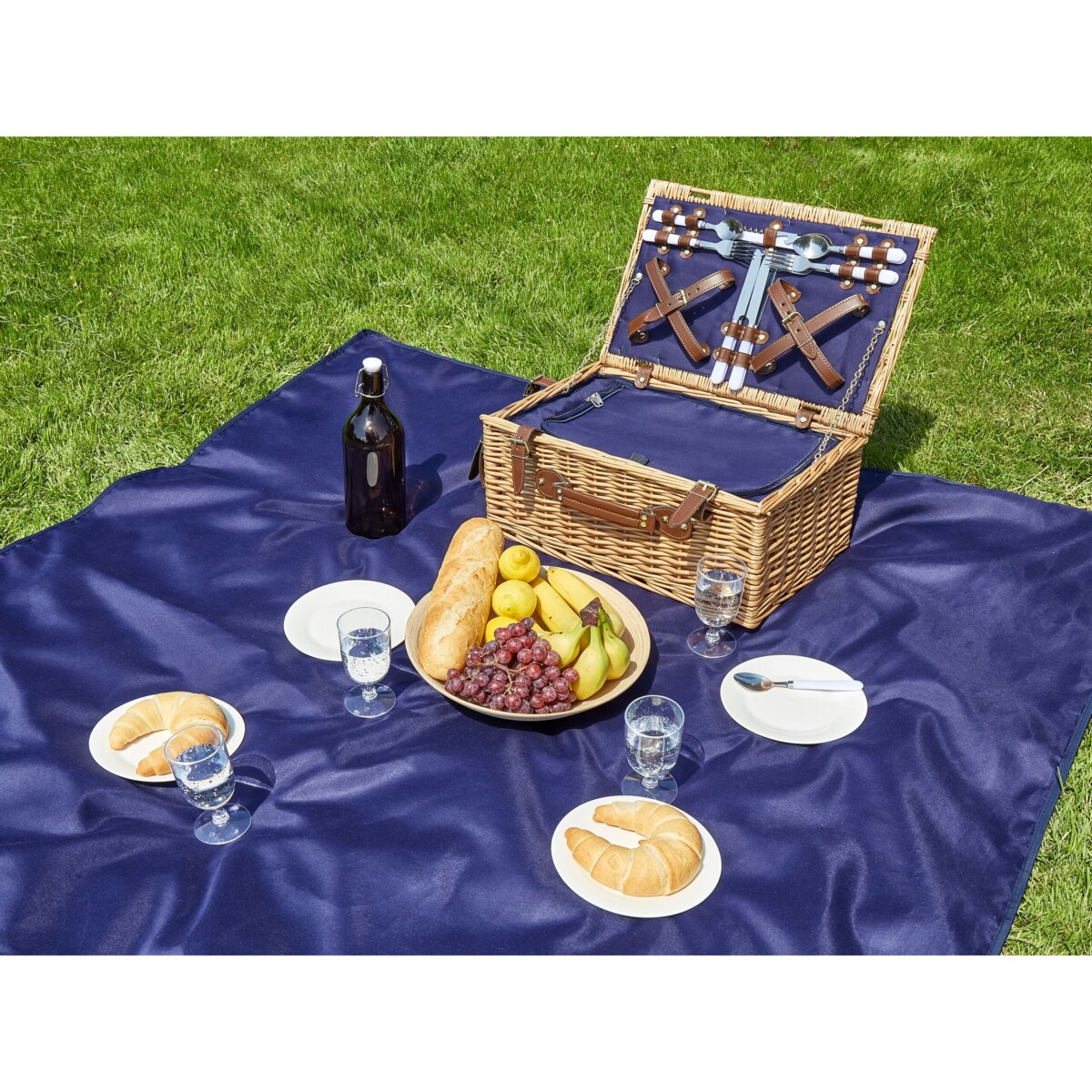 Kosz piknikowy z wikliny dla 4 osób naturalny CREPES