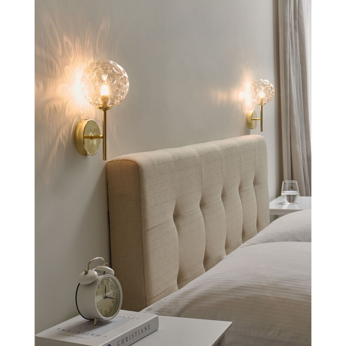 Zestaw 2 szklanych lamp ściennych beżowy ANADYR