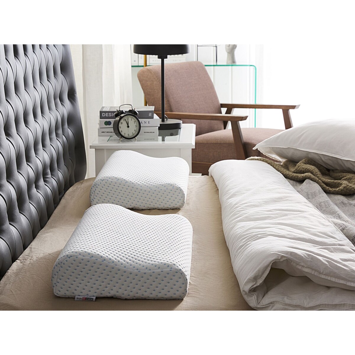 Poduszka żelowa memory foam wysoka 50 x 30 cm biała KANGTO