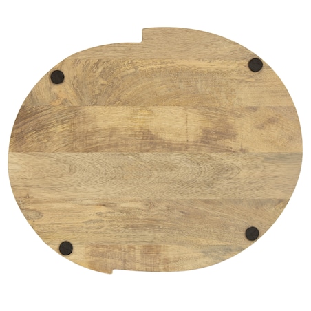 Deska Do Serwowania Drewniana Duża Okrągła Kuchenna Solidna 41X34 Cm Brązowa (Przecięta)