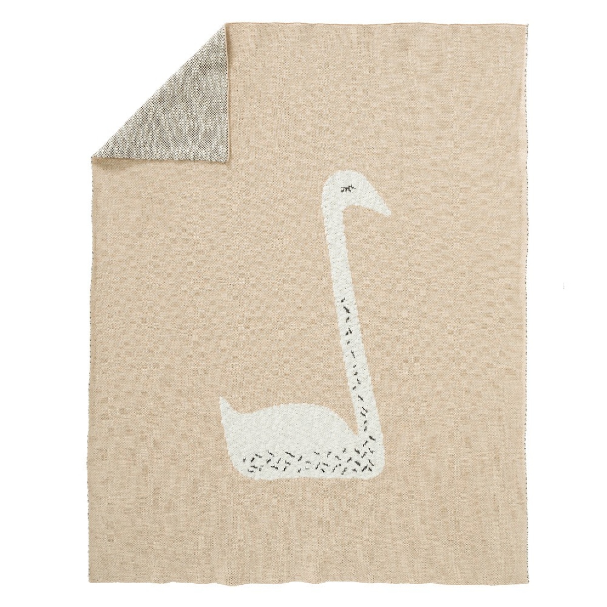 Fresk - Tkany kocyk z bawełny organicznej 100 x 150 cm Łabędź