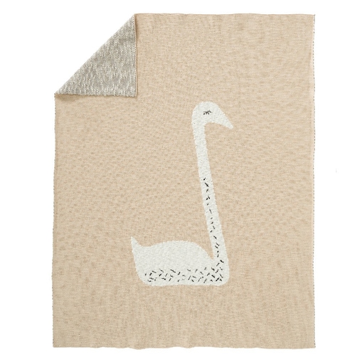 Fresk - Tkany kocyk z bawełny organicznej 100 x 150 cm Łabędź