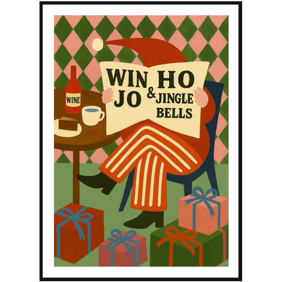 Poster Story, Plakat, Obraz - Świąteczny Elf z Gazetą Jingle Bells, wymiary 50 x 70 cm