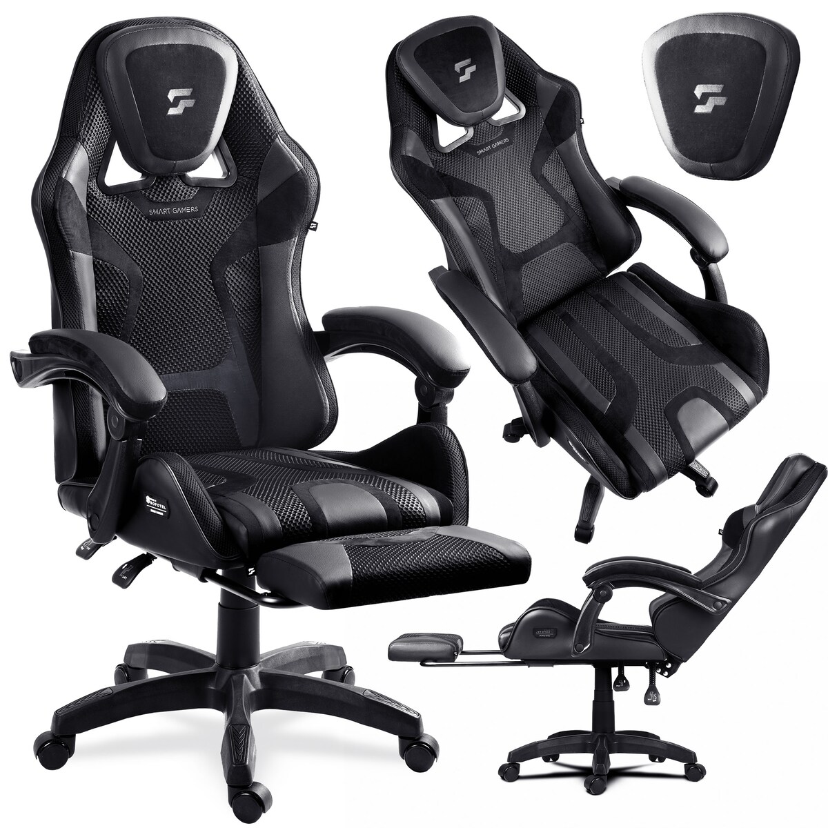 Fotel gamingowy obrotowy dla gracza podnóżek Sofotel Specter czarny