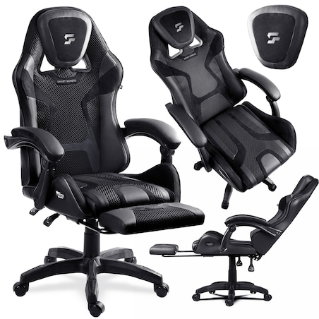 Fotel gamingowy obrotowy dla gracza podnóżek Sofotel Specter czarny