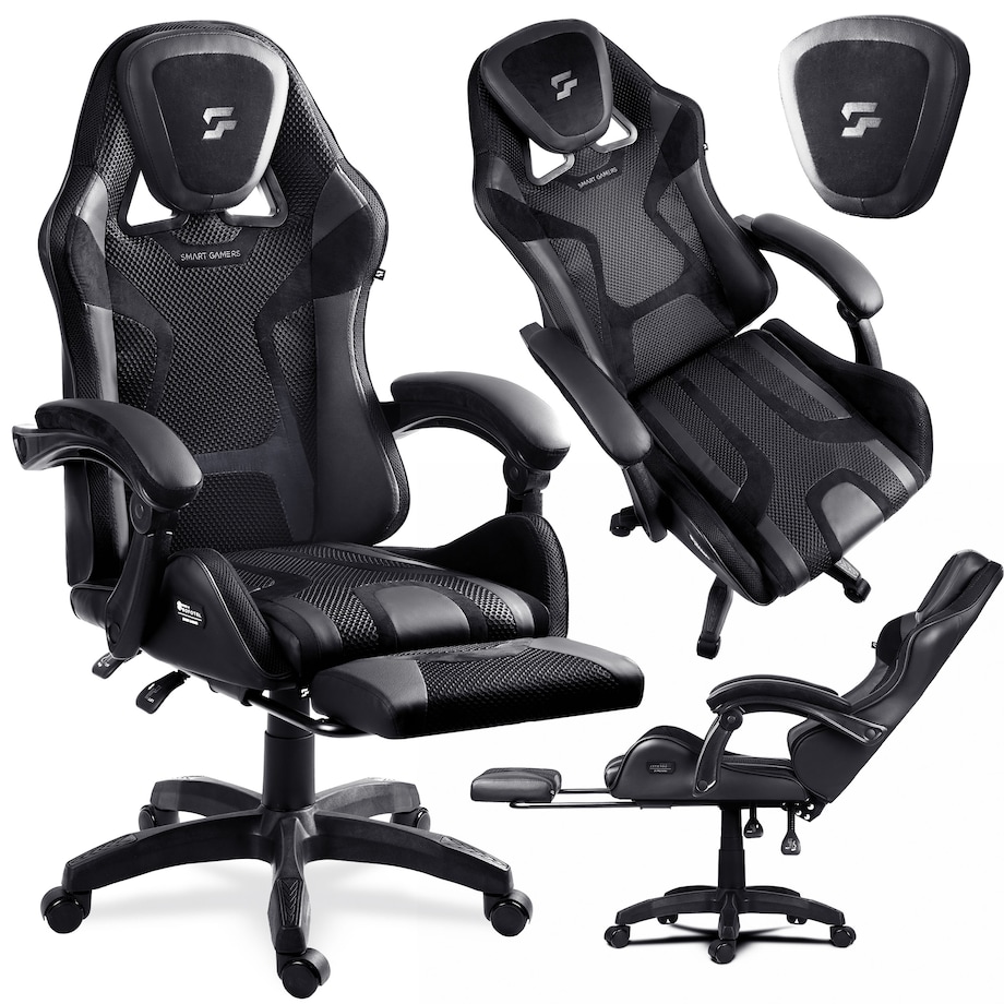 Fotel gamingowy obrotowy dla gracza podnóżek Sofotel Specter czarny