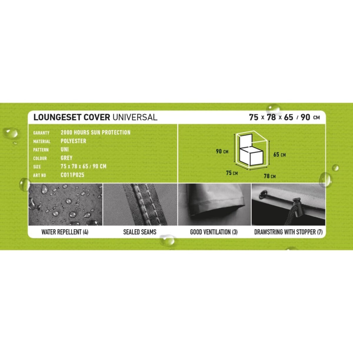 Madison Pokrowiec na krzesło ogrodowe, 75 x 78 x 90 cm, szary