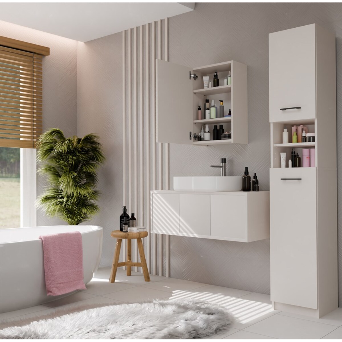 Szafka Łazienkowa Wisząca Z Lustrem Nad Umywalkę POLA 1DL KASZMIR