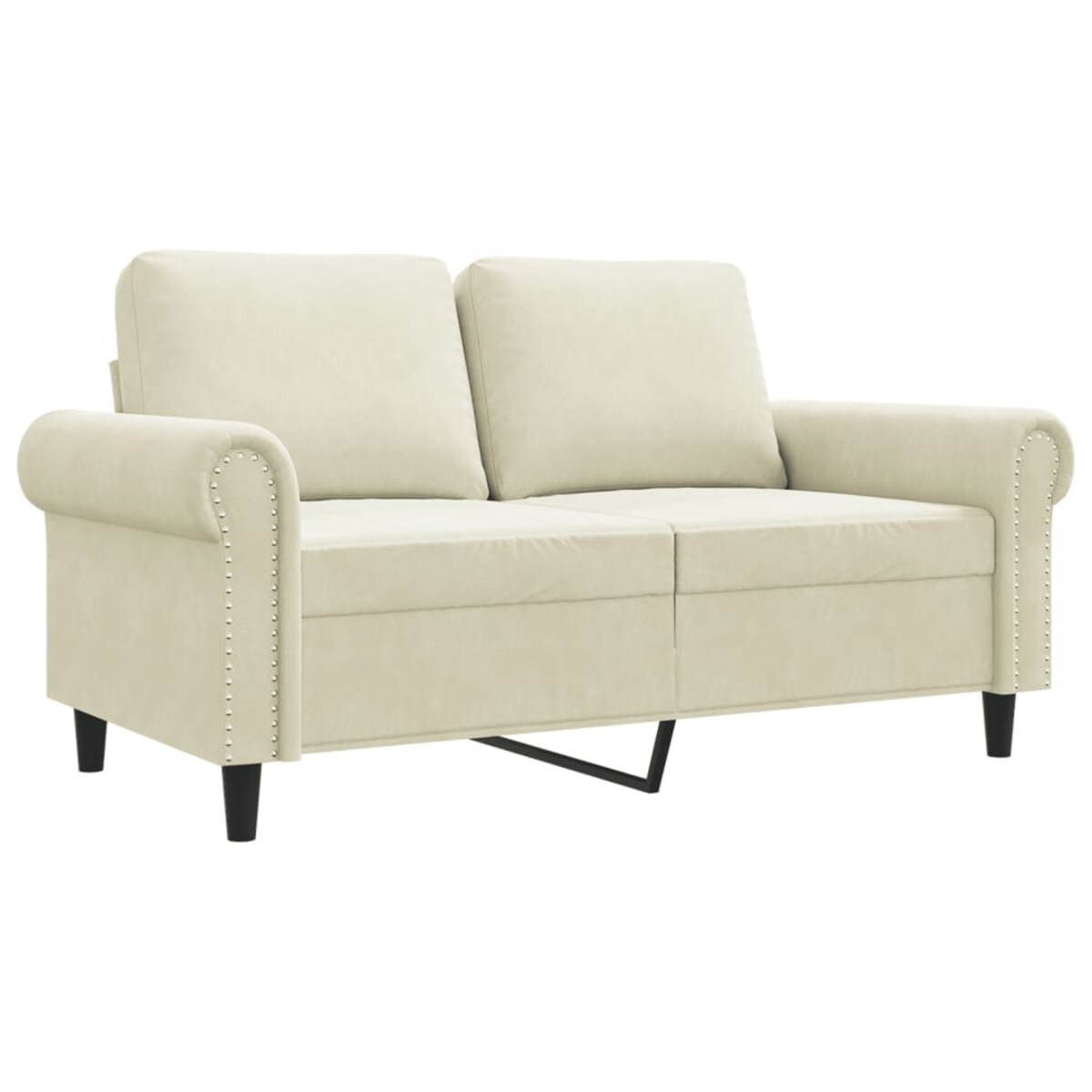 vidaXL Sofa 2-osobowa, kremowy, 120 cm, tapicerowana aksamitem