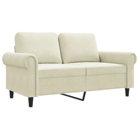 vidaXL Sofa 2-osobowa, kremowy, 120 cm, tapicerowana aksamitem