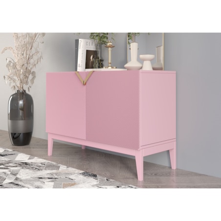 Drewniana komoda Visby DEMI LONG 2D / kolor pudrowy róż / szer. 100,5 cm