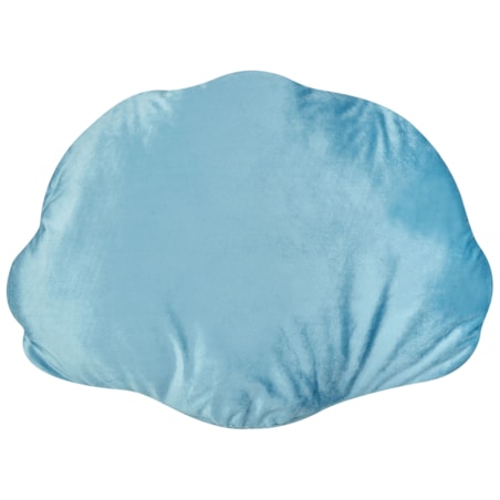 Poduszka dekoracyjna muszla welurowa 47 x 35 cm niebieska CONSOLIDA