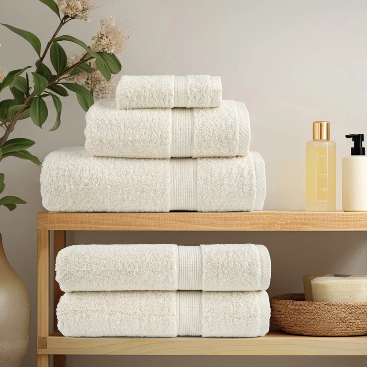 vidaXL Ręczniki premium SOLUND, 2 szt., kremowe, 100x200 cm, 600 g/cm²