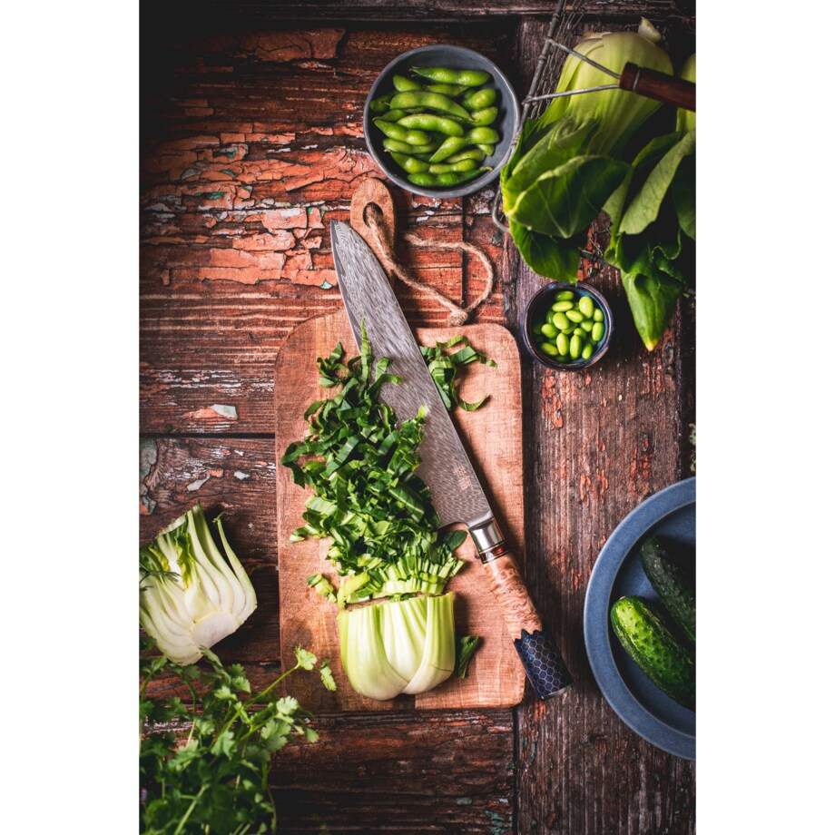 Japoński nóż szefa kuchni Koufuku w pudełku prezentowym Stal damasceńska AUS-10 Profesjonalny nóż