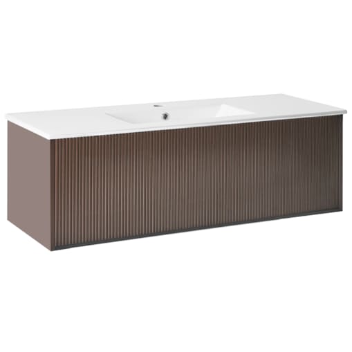 Szafka łazienkowa wisząca z umywalką MADIDI 120 cm Brązowy