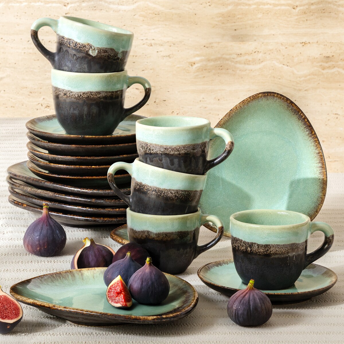 Konsimo PRIMA Zestaw kawowy 6 os. (18 el.), szałwiowy