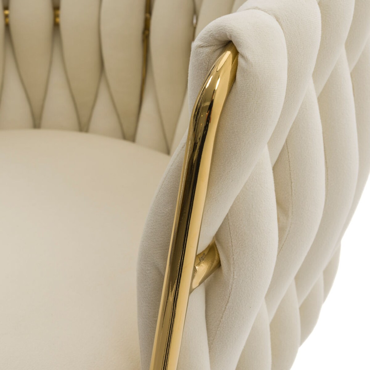 Hoker krzesło barowe obrotowe do wyspy kuchennej z oparciem ROSA GOLD beż