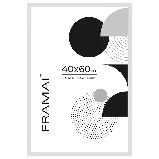 Ramka na zdjęcia 40x60 cm biała rama MDF z plexi do powieszenia pion poziom klasyczna prostokątna ramka FRAMAI®