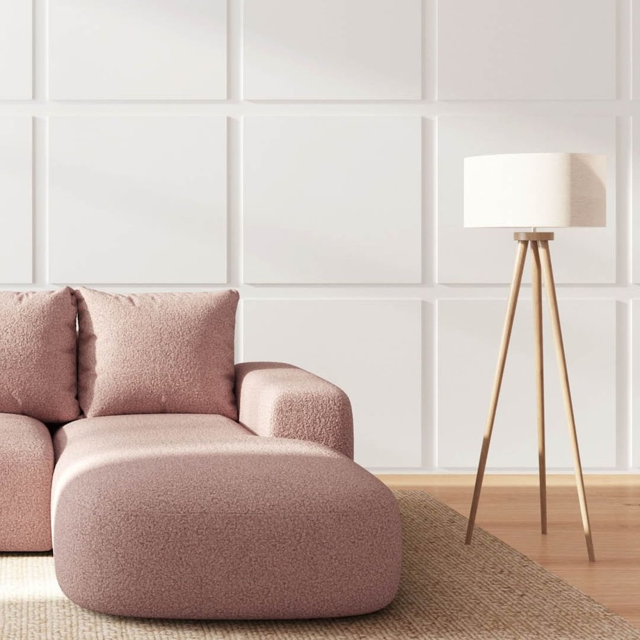 Monce Sofa narożna prawa pastelowy różowa