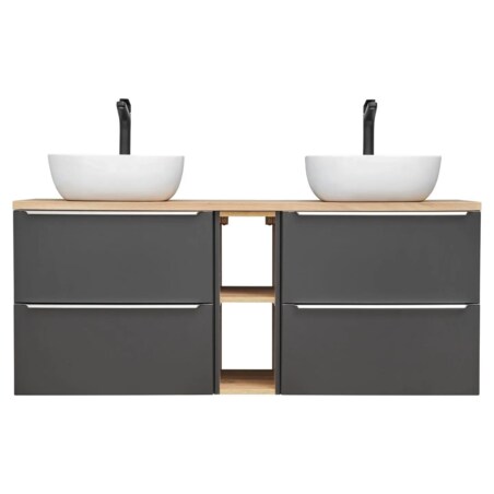 Szafka pod umywalkę CAPRI 820 + CAPRI 820 + CAPRI 810 140 cm czarna mat zestaw z blatem