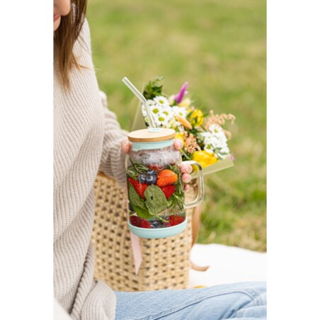 Słoik ze słomką 600 ml miętowy Fuori 29859