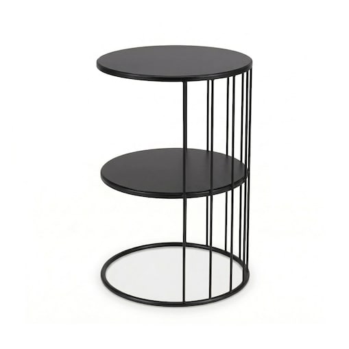 Okrągły stolik kawowy z metalu, z półką RODA, 52 cm