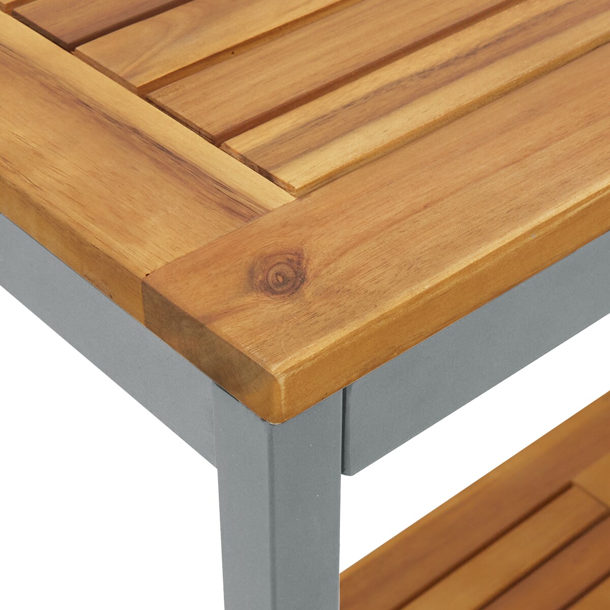 vidaXL Stół ogrodowy Naturalny i Szary 35x110x75 cm z litego drewna i stali