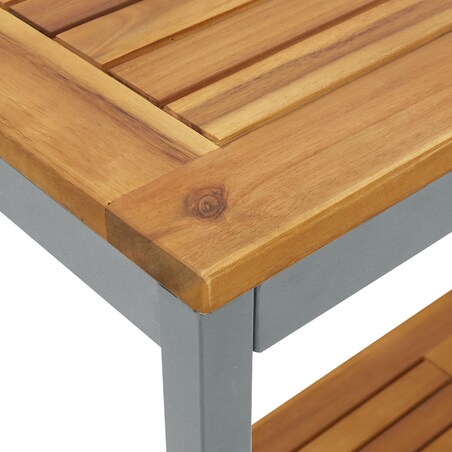 vidaXL Stół ogrodowy Naturalny i Szary 35x110x75 cm z litego drewna i stali