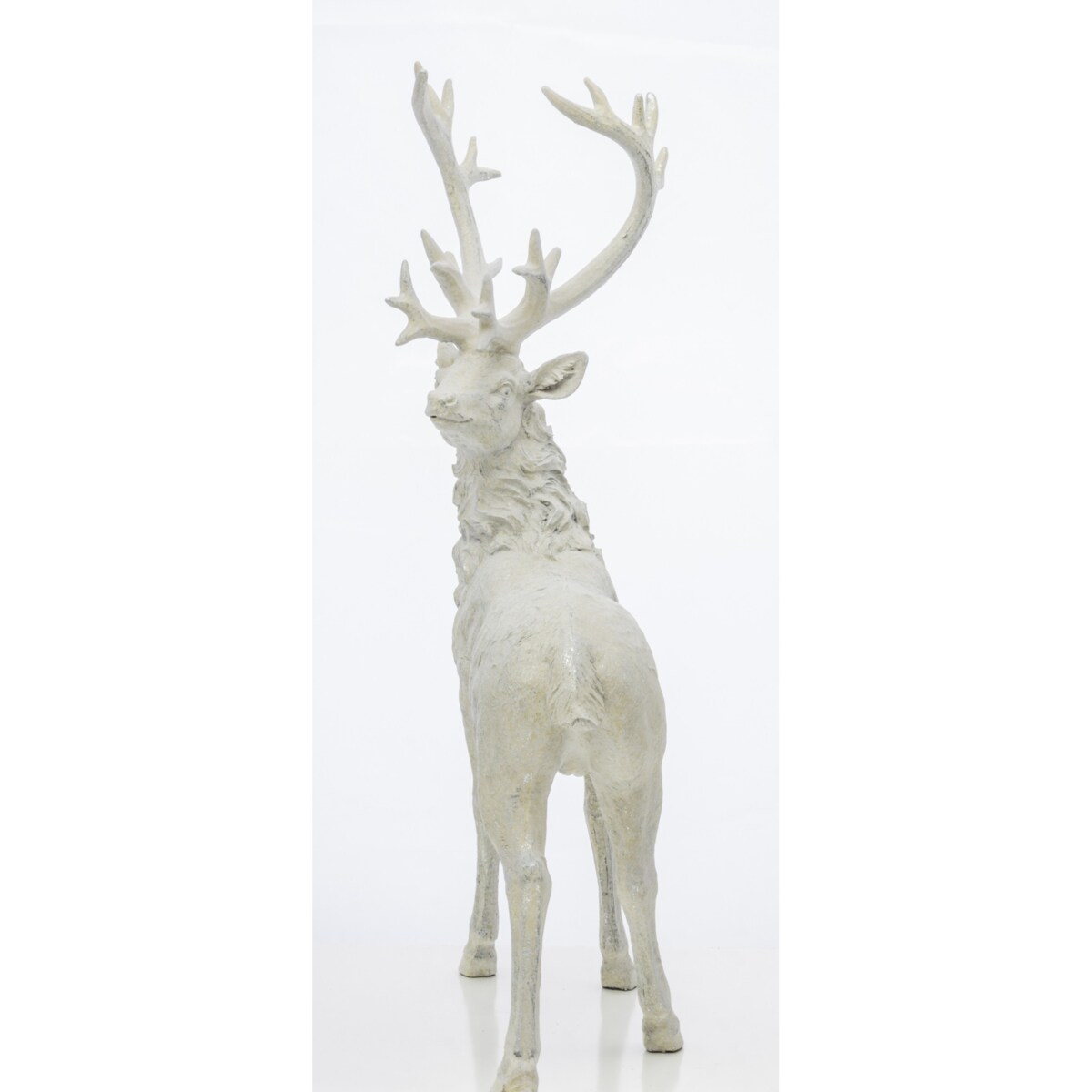 Dekoracja - figurka stojącego białego jelenia 53x30x16 cm KARGU-2 srebrny