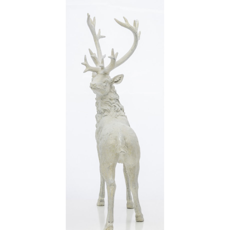 Dekoracja - figurka stojącego białego jelenia 53x30x16 cm KARGU-2 srebrny