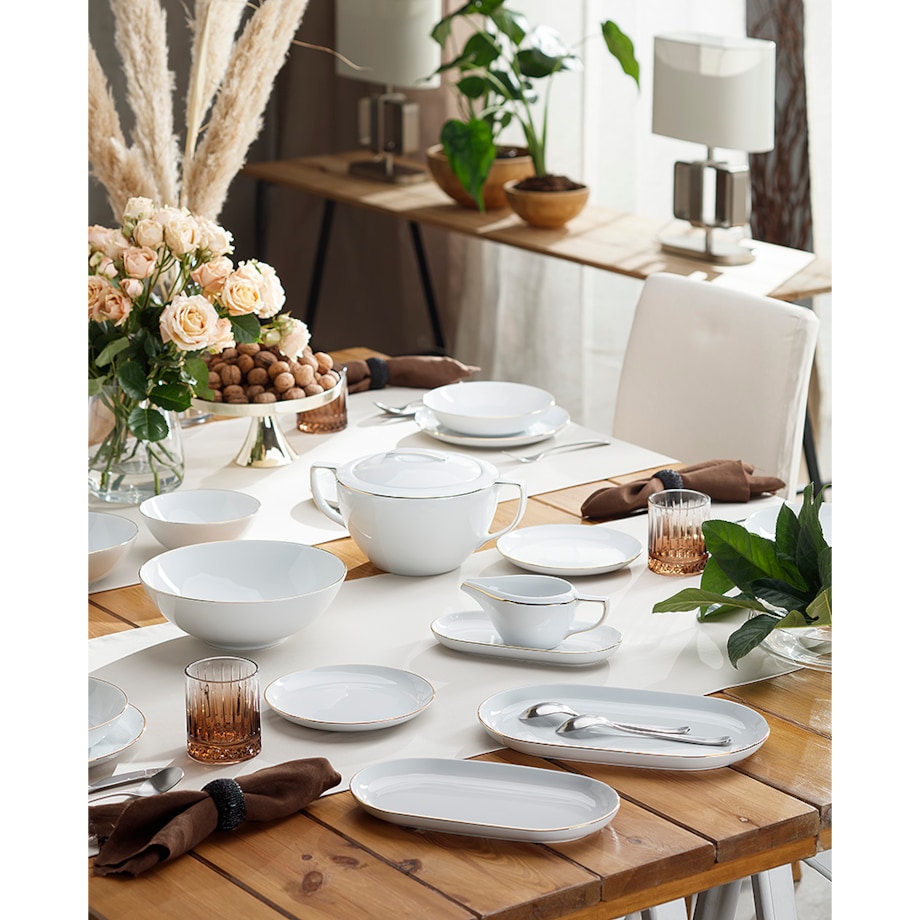 Zestaw filiżanek ze spodkami dla 6 osób 12 el. City Złote B326