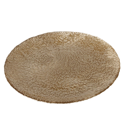 Dekoracyjny talerz szklany MARONI, Ø 21 cm, kolor złoty