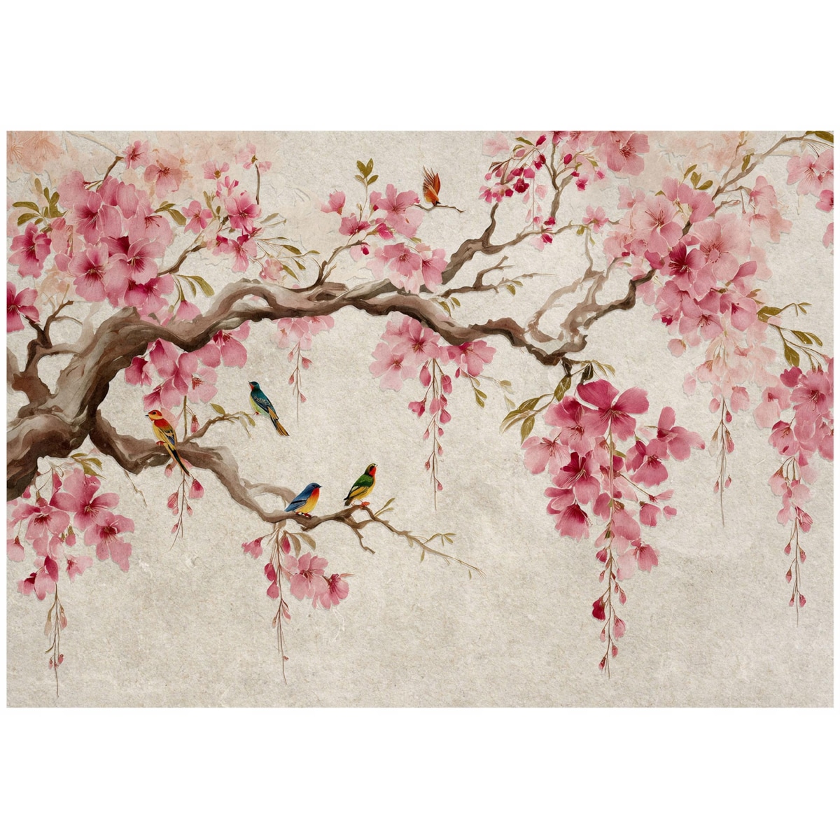 Fototapeta Do Sypialni Salonu Na Flizelinie Kwiat wiśni Abstrakcja Beżowy 350x250