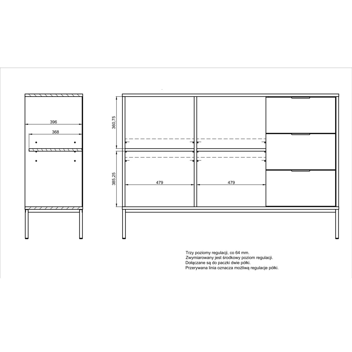 Komoda Austin biała & złota