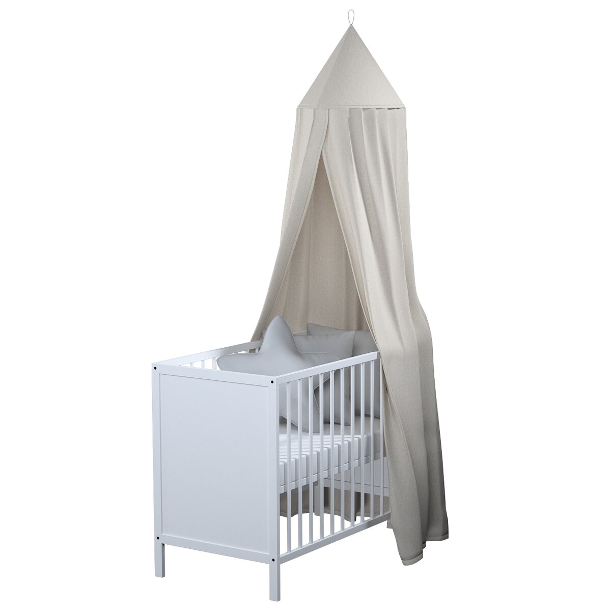 Baldachim do łóżeczka, melanż szaro-beżowy, fi 50cmx230cm, Happiness