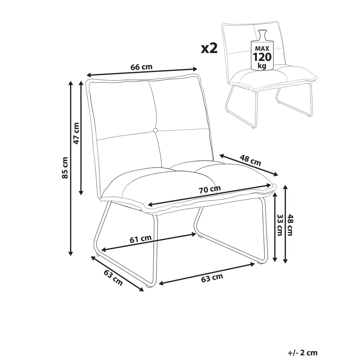Zestaw 2 foteli BJASTA Sztruks Beżowy