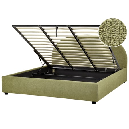 Łóżko z pojemnikiem boucle 180 x 200 cm zielone oliwkowe VAUCLUSE
