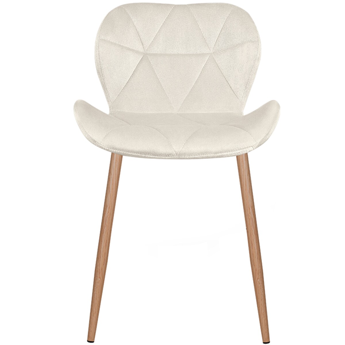 Krzesło tapicerowane welurowe beżowe jasne nogi do salonu