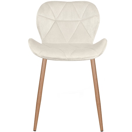 Krzesło tapicerowane welurowe beżowe jasne nogi do salonu