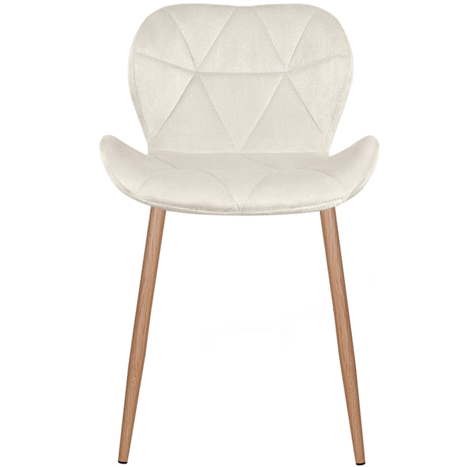 Krzesło tapicerowane welurowe beżowe jasne nogi do salonu