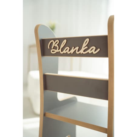 Krzesełko dla dziecka Z IMIENIEM - szare