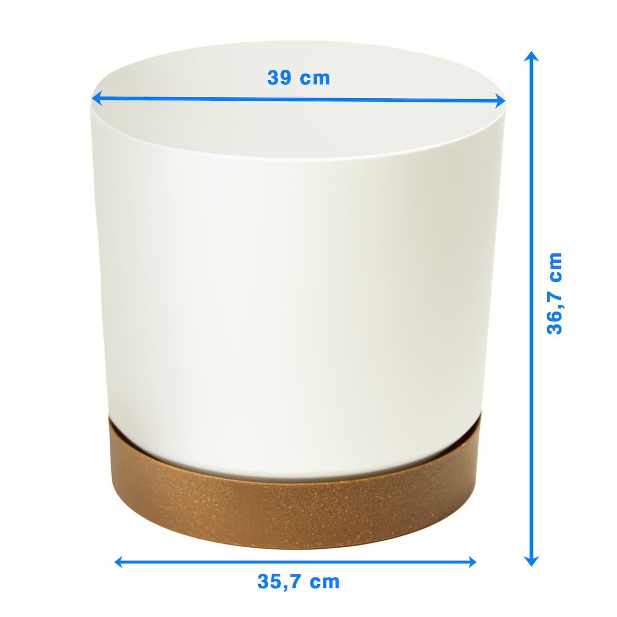 Doniczka Ogrodowa 39Cm Z Podstawką Do Domu Donica Plastikowa Gładka Biała