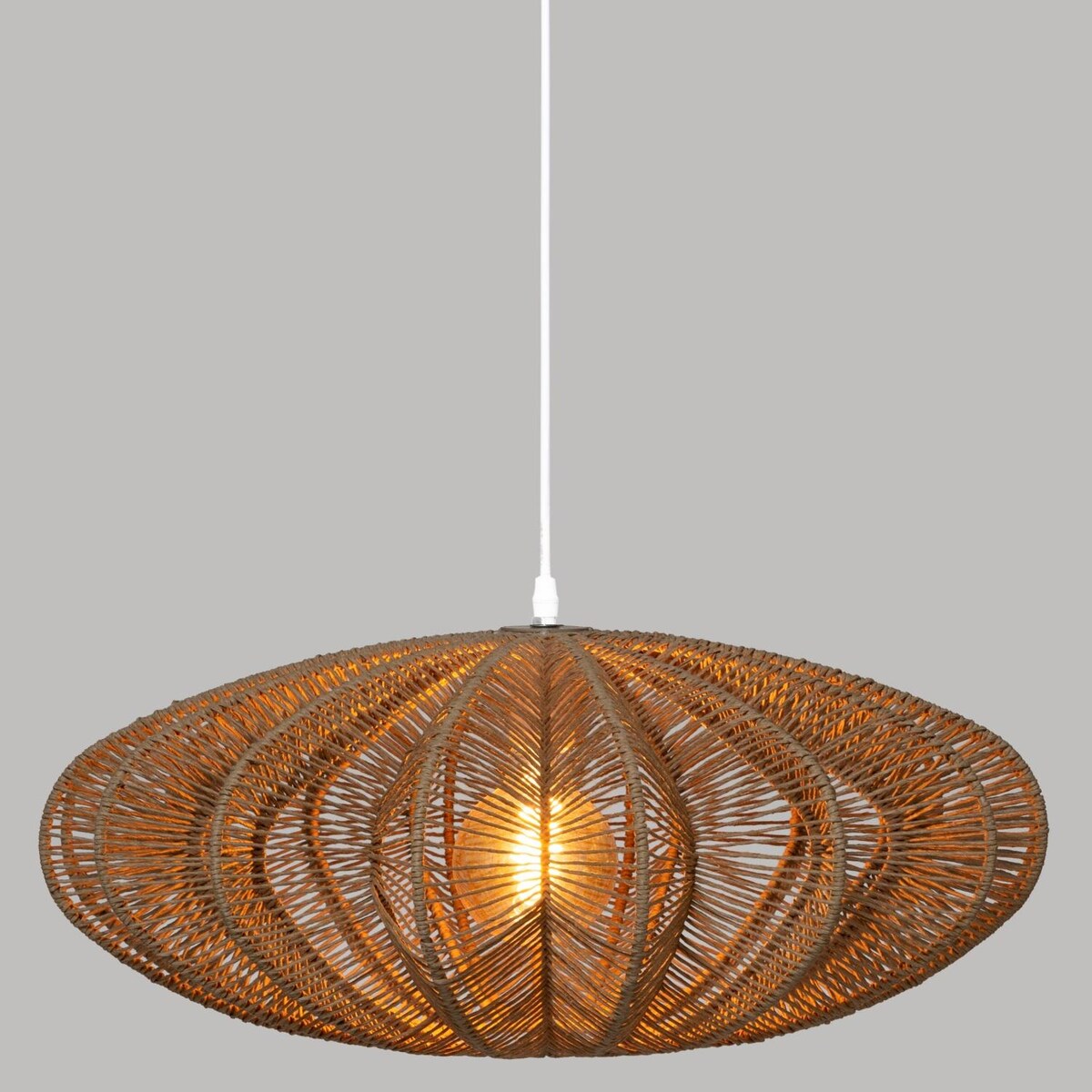 Lampa wisząca plecionka Tery, Ø 57 cm, kolor beżowy, metal