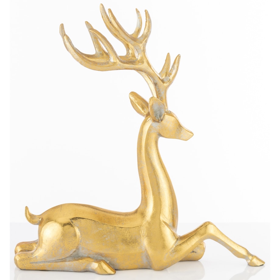 Figurka - jeleń leżący złoty 24x24 cm SASEUM